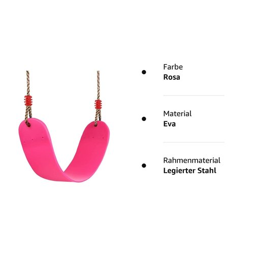 Thaibna Elastische Kinderschaukel Bunte EVA Soft Board U-förmige Schaukel Sitz Schaukel Kinder Garten Outdoor Schaukel (Pink)