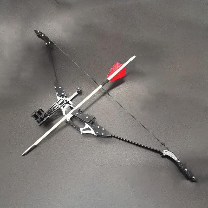 18.9-inch Bow and Arrow,Stainless Steel Mini Bow, Arrow Mini Reverse Bow, Mini Composite Bow, Metal Bow, Indoor Competitive Shooting Sports Shooting,Advanced Stainless Steel Material (White)