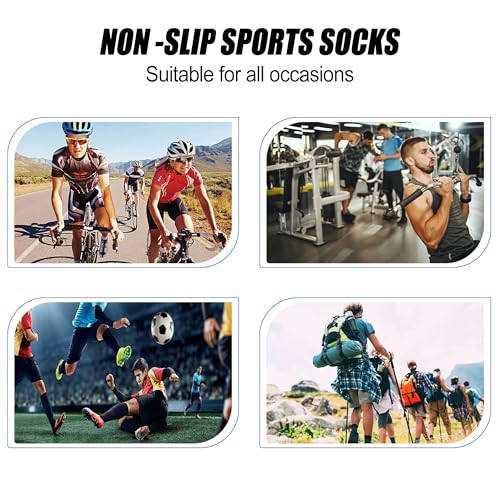 Soccer Grip Socks with Shin Guard Sleeves 2 Pack - One Size Black+Blue