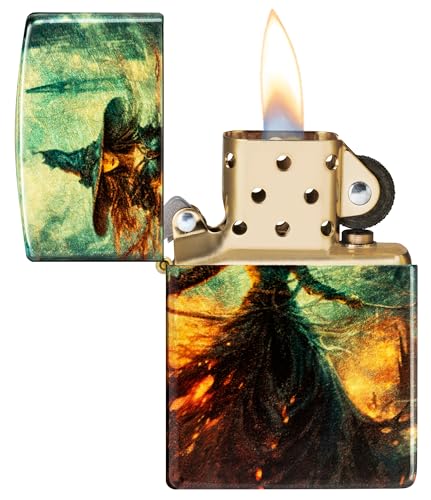 Zippo Mythical Lighter - 540 Tumbled Brass Fire Mage, Windproof Refillable