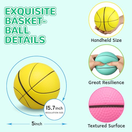 Yellow Foam Mini Basketball Balls 5 Inch Set for Indoor Hoops & Sensory Play - 3 Pack