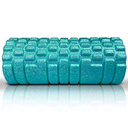 High Density Foam Roller Massager for Deep Tissue Massage of The Back and Leg Muscles - Self Myofascial Release of Painful Trigger Point Muscle Adhesions - 13" Turquoise