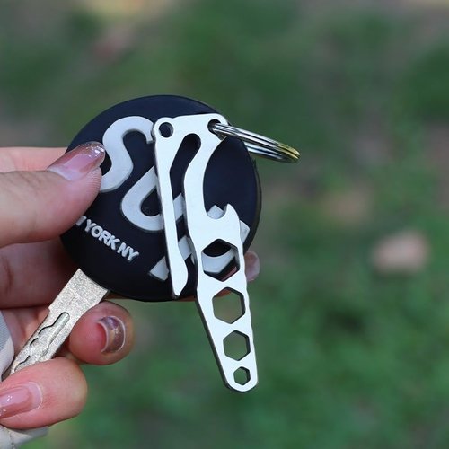 Stainless Steel Multitools Key Clip for Everyday Use, Keychain Multi Tool with Bottle Opener Hex Wrench for Outdoor Camping