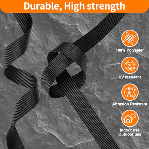 Heavy Duty Webbing Straps 1 Inch x 48 Yards - Black & White Polyester Tie-Downs