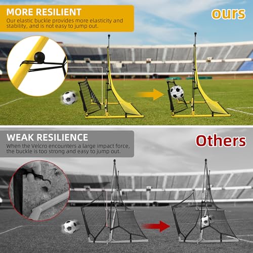 Shopsource Soccer Rebounder Net, 2 in 1 Soccer Bounce Back Net, 7'x4' Rebound Net Practice for Team Volley Passing Solo Training, Football Trainer with Carry Bag Stakes