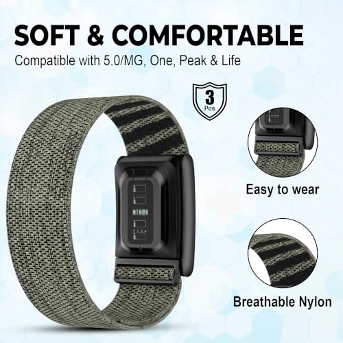 DADO Soft Nylon Watch Band for WHOOP 5.0 & MG - 3 Pack Black Connectors, One/Peak Variation