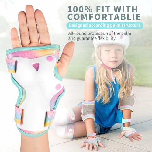 Rainbow Unicorn Kids Knee Pads for Girls and Boys - Small Dazzling Style