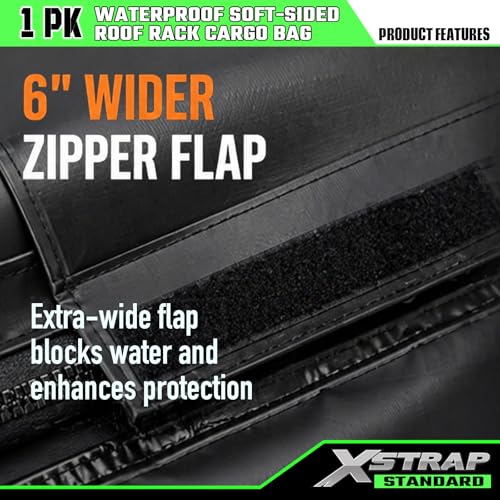 XSTRAP STANDARD 21 Cubic Feet Waterproof Car Rooftop Luggage Carrier Bag, Green - Fits All Vehicles