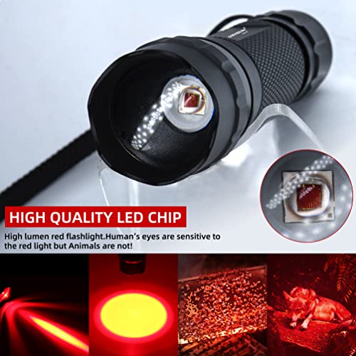 501B-S Red Light Flashlight Tactical LED Zoomable Power Rechargeable