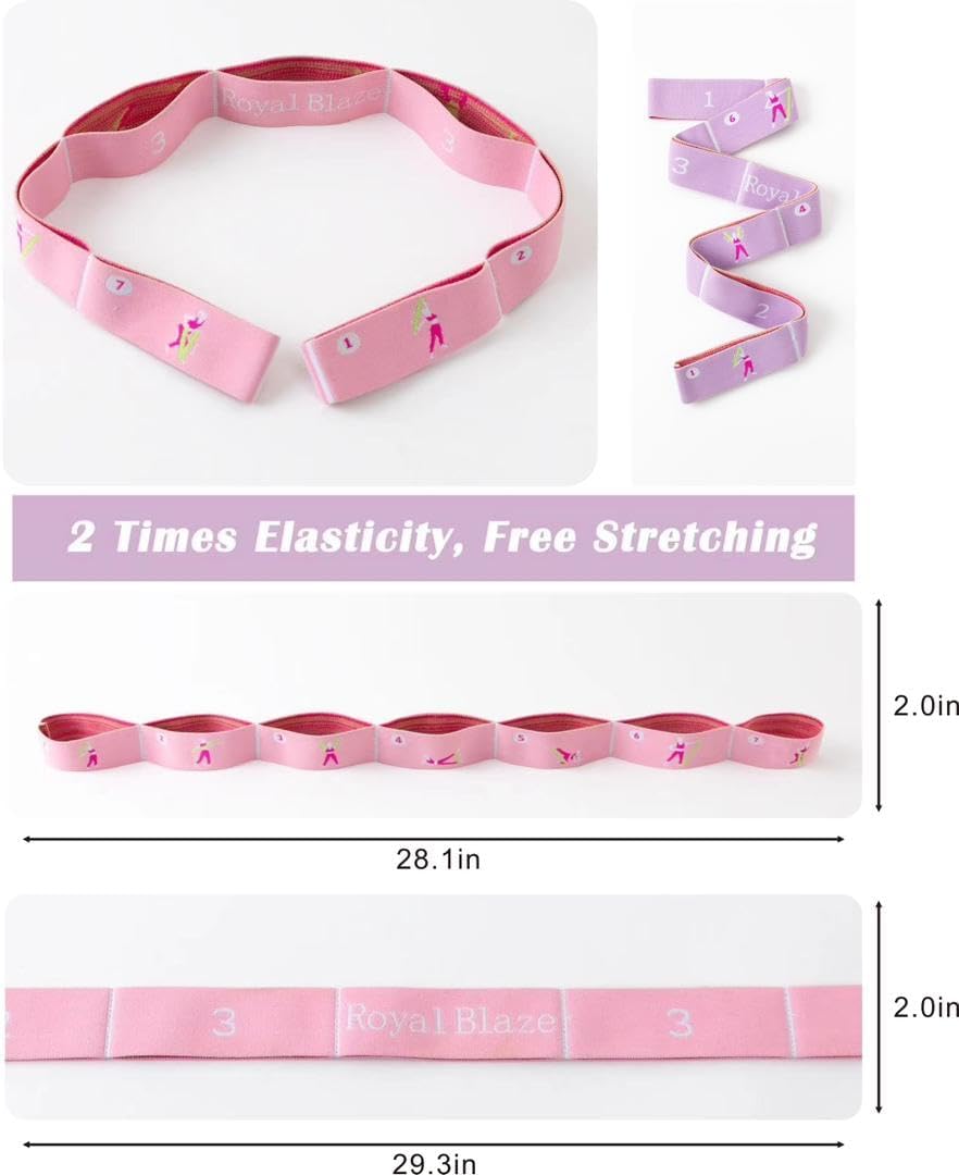 2 PCS Stretch Bands For Kids and Adults – Yoga Straps for Stretching with Multi- Loop – Workout Guide – Video For Exercise, Elastic Stretch Strap Pilates, Yoga, Dance, Gymnastics, Dance, Ballets Bands