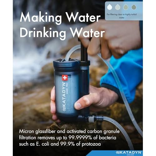 Katadyn Hiker Pro Hand Pump Water Filter for Backpacking, Camping, Emergency Survival