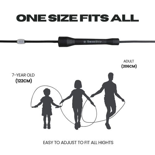 SwissSkip Speed Jump Rope by Dayan Kolev, 5mm PVC Skipping Rope, for Beginners and Advanced Athletes, Ideal for Fitness, Cardio, Boxing & CrossFit, Adjustable length with Unbreakable Handles (Black)