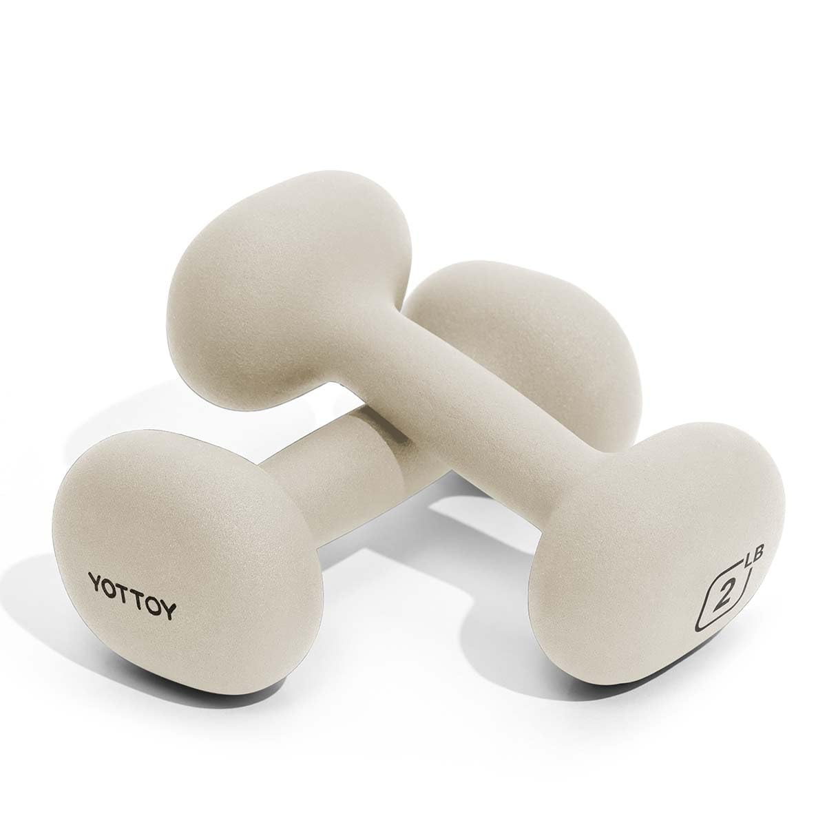 YOTTOY Weights Dumbbells Set for Women,2-15 Pound Dumbbells Set of 2, Non-Slip Hand Weights for Home Workouts, Portable Strength Training Neoprene dumbbells (White, 2LB-Pair)