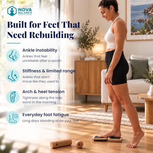 Ankle Balance Board for Strength, Stability & Rehab with Cork Kit & Video Guide