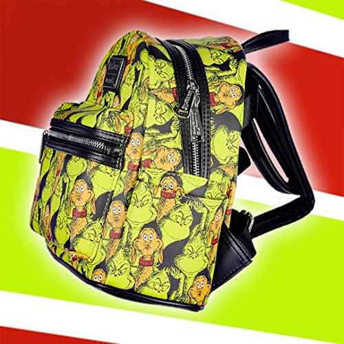 Loungefly Dr. Seuss GRINCH and Max All-Over Print Faux Leather Mini Backpack
