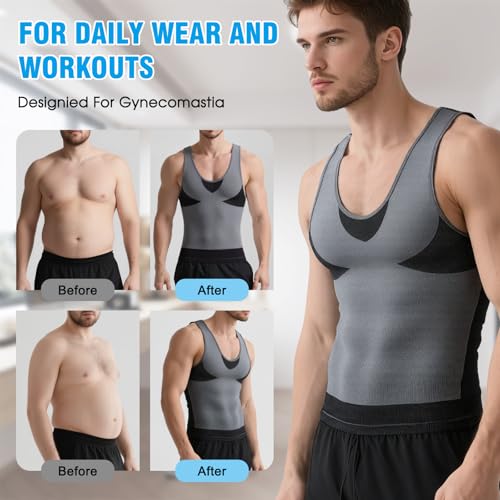 Men's Compression Tank Top Slim Fit Workout Shirt for Gym & Fitness - Large Black