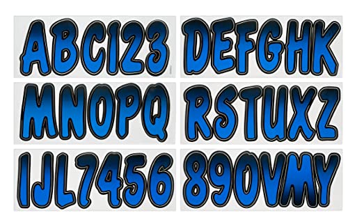 Marine Vinyl Boat Registration Numbers Kit - Blue-Black Gradient, 146 Pieces, USCG Compliant