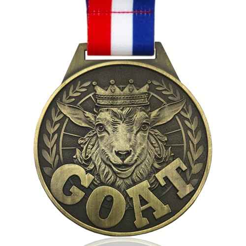 Goat Medal - 3ft Greatest Champion Medal of All Time, Goat Pendant Medal with Neck Strap, Goat Award Chain for Football Basketball Sports Championship MVP Award and Tournament League Champion