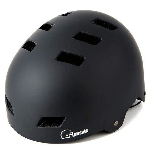 Apusale Bike Skateboard Helmet, Adjustable and Multi-Sport for Skate Scooter, 3 Sizes for Adult Youth Kids Toddler (Black)