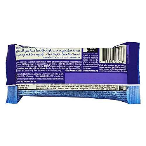 LUNA BAR - Gluten Free Snack Bars - Chocolate Cupcake -8g of protein - Non-GMO - Plant-Based Wholesome Snacking - On the Go Snacks (1.69 Ounce Snack Bars, 30 Count)