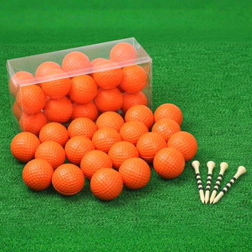 Orange Foam Practice Golf Balls 20 Pack with Tees - Limited Flight Design