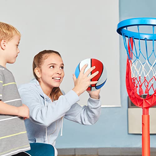 Mini Rubber Basketballs Set - 6 Pack 7 Inch Size 3 - Red, White, Blue