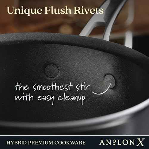 Anolon X Hybrid Nonstick Cookware Saucepan With Lid, Induction Suitable, 3 Quart Non Stick Sauce Pan - Charcoal Gray