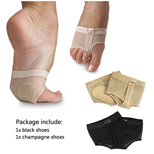 Women's Dance Paws Pad Foot Thongs - Large Champagne & Black Variation