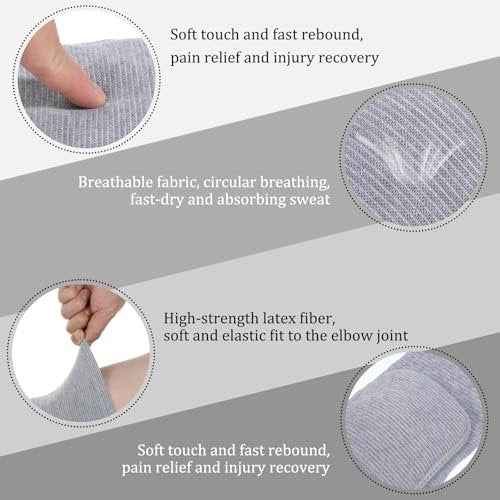1 Pair Elbow Pads with Thicken Sponge Pad, Grey Breathable Protective Volleyball Elbow Pads Fitness Arm Knee Protector Volleyball Sponge Support for Kids Men Women Elderly