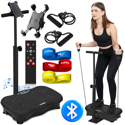 Lunix LX18 Vibration Plate Exercise Machine with Handles & Magnetic Acupoints, Power Platform for Lymphatic Drainage, Full Body Workout Home Fitness Equipment with Phone Holder