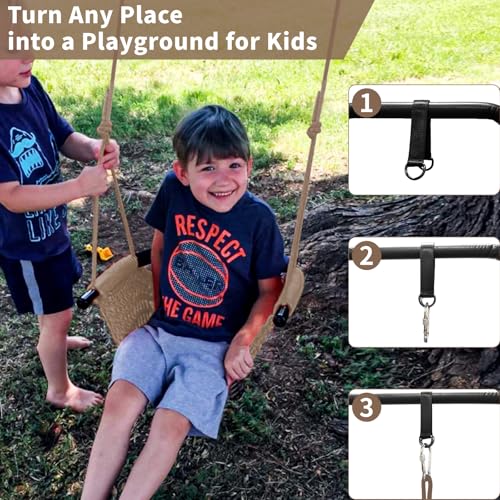 Kids Tree Swing with Adjustable Rope Seat Khaki - Supports 440 lbs
