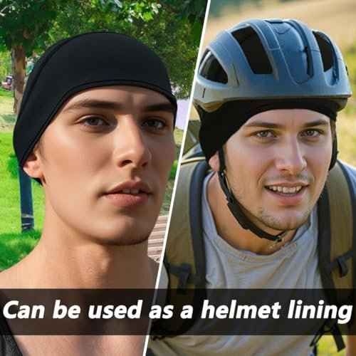 2 Pieces Skull Cap for Men Women Helmet Liner Cooling Hat Beanie Breathable Running Cycling Hat