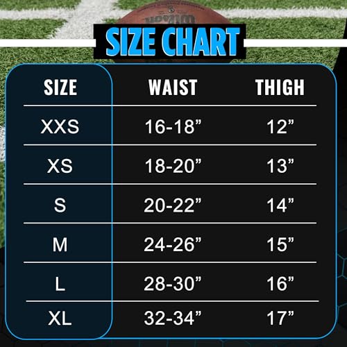 Youth Football Girdle with 7 Pads for Boys Large - Protective Athletic Wear