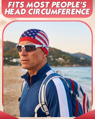 9 Pcs Cooling Skull Cap Liner for Men - Sweat-Wicking Cycling Headwear with Multicolor National Flag Variation