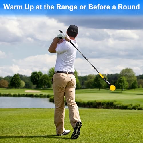 Yellow 48-Inch Golf Swing Trainer Aid for Strength Power & Tempo
