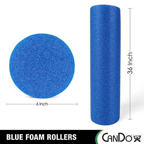 CanDo Blue PE Foam Rollers for Fitness, Exercise Muscle Restoration, Massage Therapy, Sport Recovery and Physical Therapy for Homes, Clinics, and Gyms 6" x 36" Round