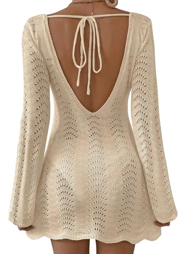 Falechay Swimsuit Coverup for Women XS Apricot Open Back Summer Beach Wear