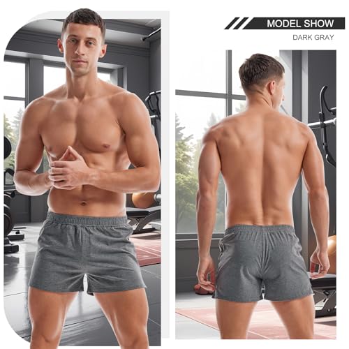 Mens 3 Inch Cotton Blend Gym Shorts - Large Dark Gray