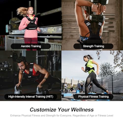 Feyachi Adjustable Weighted Vest - Black 3-12 lbs with Iron Sand Weights