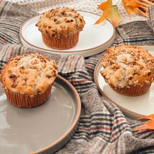 MORA Ceramic Flat Plates Set of 6-8 Neutrals - Microwave, Oven & Dishwasher Safe
