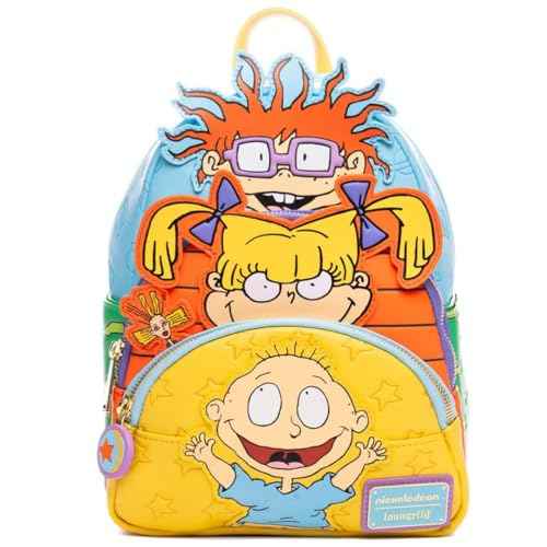 Loungefly Nickelodeon Rugrats Tommy, Chuckie And Angelica Triple Pocket Womens Backpack
