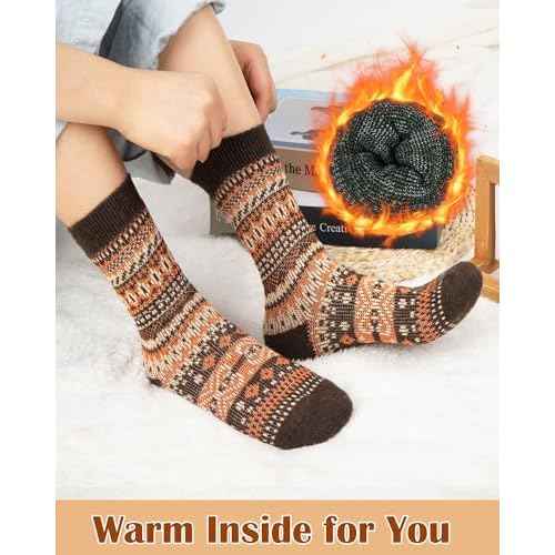 Senker Fashion Wool Socks for Women Men, Stocking Stuffers Gifts for Her Mom Boot Warm Soft Crew Sock for Winter Hiking
