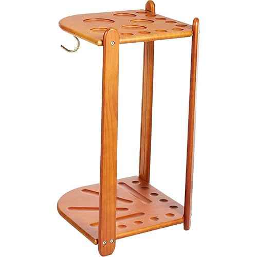 Viper by GLD Products Hardwood Corner Floor Billiard/Pool Cue Rack, Holds 10 Cues, Oak Finish, 26.25" L x 15.50" W x 15.50" H