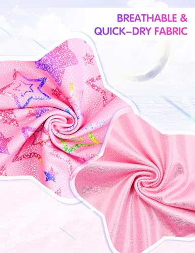 Girls Gymnastics Leotard 4-Way Stretch Quick Dry Racerback 1-10Y Pink 4-5T