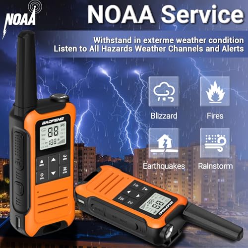 Walkie Talkies Long Range for Adults, Rechargeable Walkie Talkie Baofeng F22 FRS Radio Walky Talky Family Walkie-Talkie with 1400 mAh Battery USB Charger LED Flashlight VOX for Hiking Camping (2 Pack)