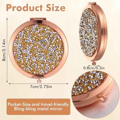 12 Pcs Small Compact Folding Pocket Makeup Mirror - Round Hand Held Mirror with 1X/2X Magnification for Women Girls Travel
