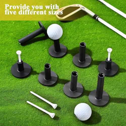 Golf Tees Set 23 Pcs Rubber & Plastic with 5 Heights Black