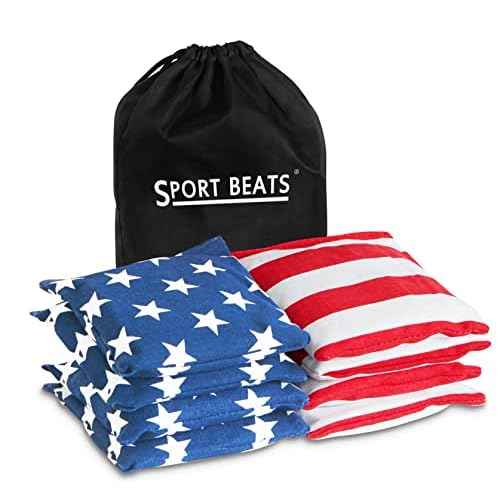 SPORT BEATS Cornhole Bags Set of 8 Regulation Weight & Size Includes Carry Case