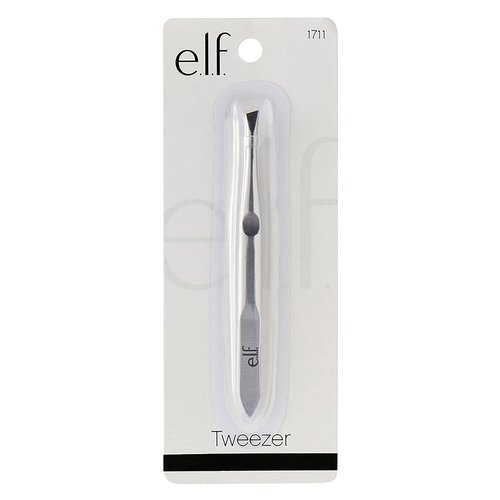 e.l.f. Slant Tweezer, Professional Quality Stainless Steel, Provides a Strong Grip, Removes Hairs Accurately, Shapes, Defines, Easy To Use, Ergonomically-Designed