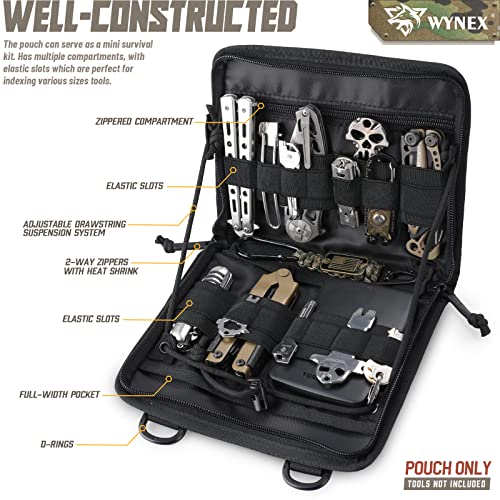 WYNEX Tactical Molle Admin Pouch Black Laser-Cut EDC Organizer Tool Bag